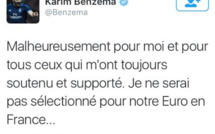 Karim Benzema annonce qu'il ne sera pas sélectionné pour l'Euro